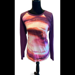 Tek Gear Athletic T Shirt Sz  Large Tie Dye Pink Purple Raglan Sleeves + Stretch
